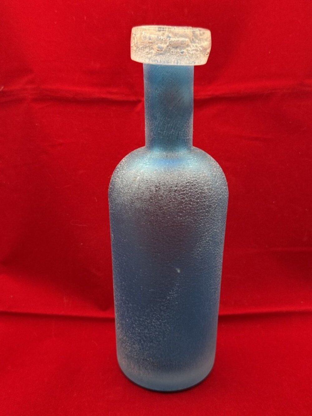 West Elm Sea Glass Frosted Blue Glass Bottle Vase – Modern Decorative Accent